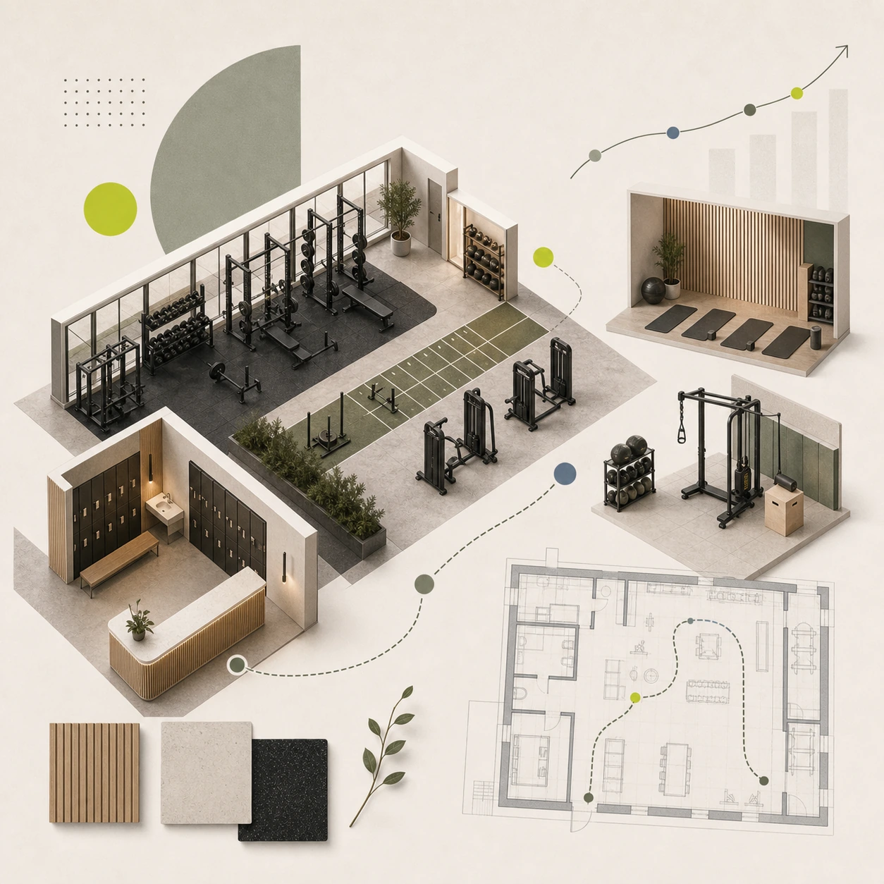 Gyminredning och träningsanläggningar – design som säljer medlemskap